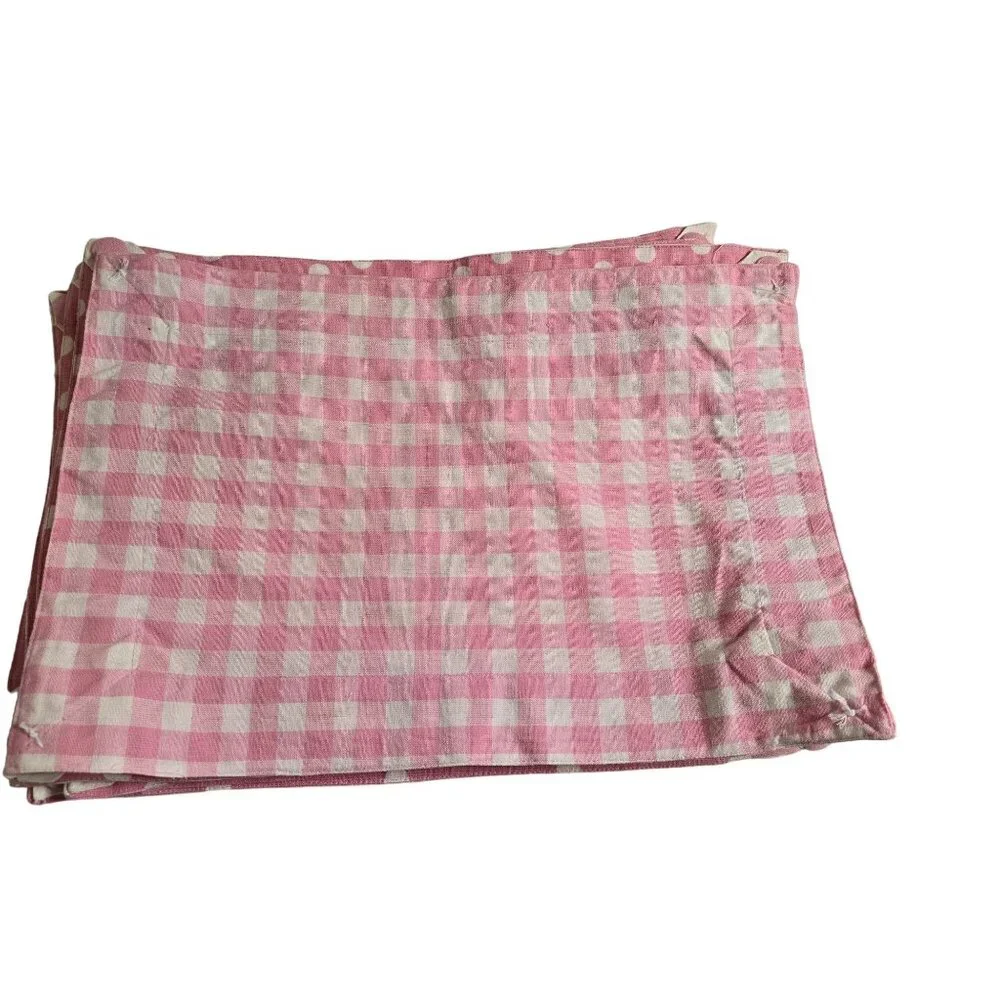 Vintage Pink Gingham & Polka Dot Placemats‎ Set of 12